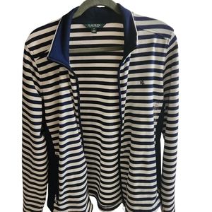 Blue and white Ralph Lauren zip up sweater